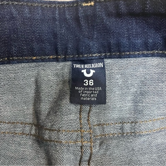 True Religion Tony Raw 36x30 Mens Skinny Jeans Dark Blue Made In USA - Picture 4 of 14